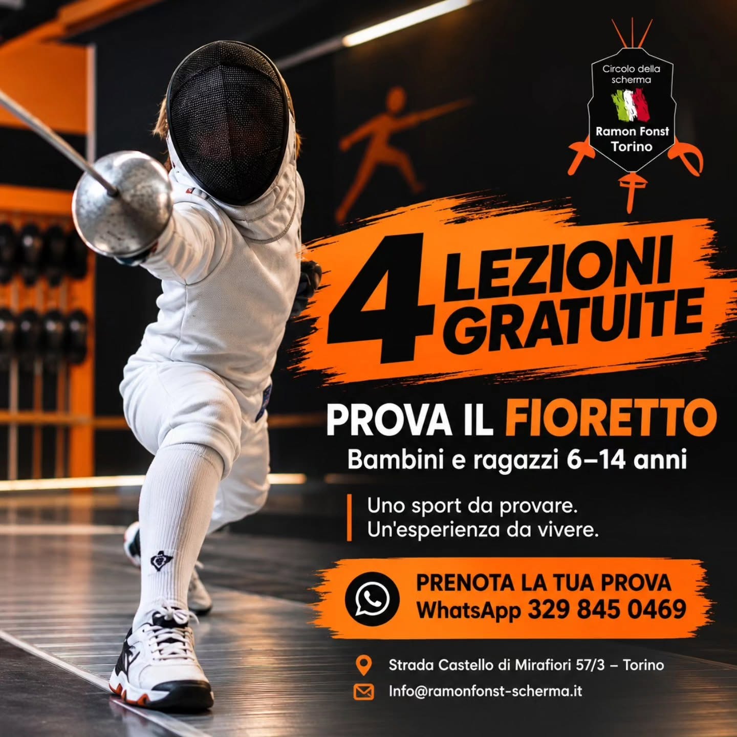 4 lezioni di prova gratuite di fioretto per bambini e ragazzi